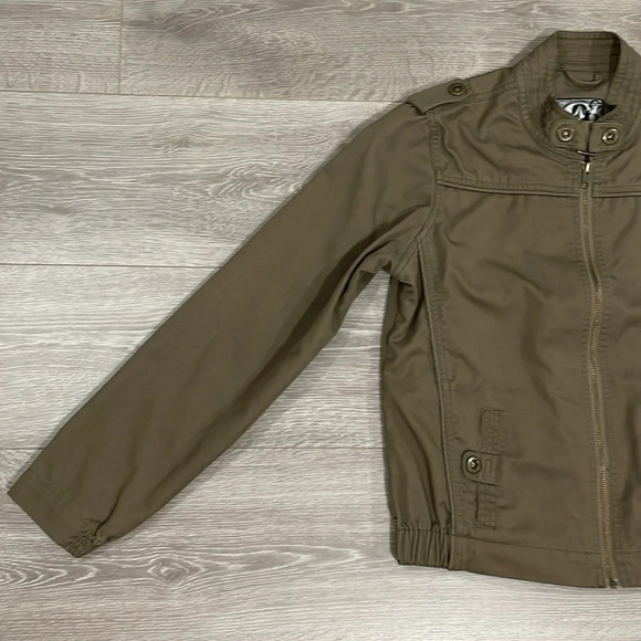 NWOT Volcom Women's Frochickie 2 Lovin Phoebe Brown Zip Up Canvas Moto Jacket XL - Picture 3 of 16